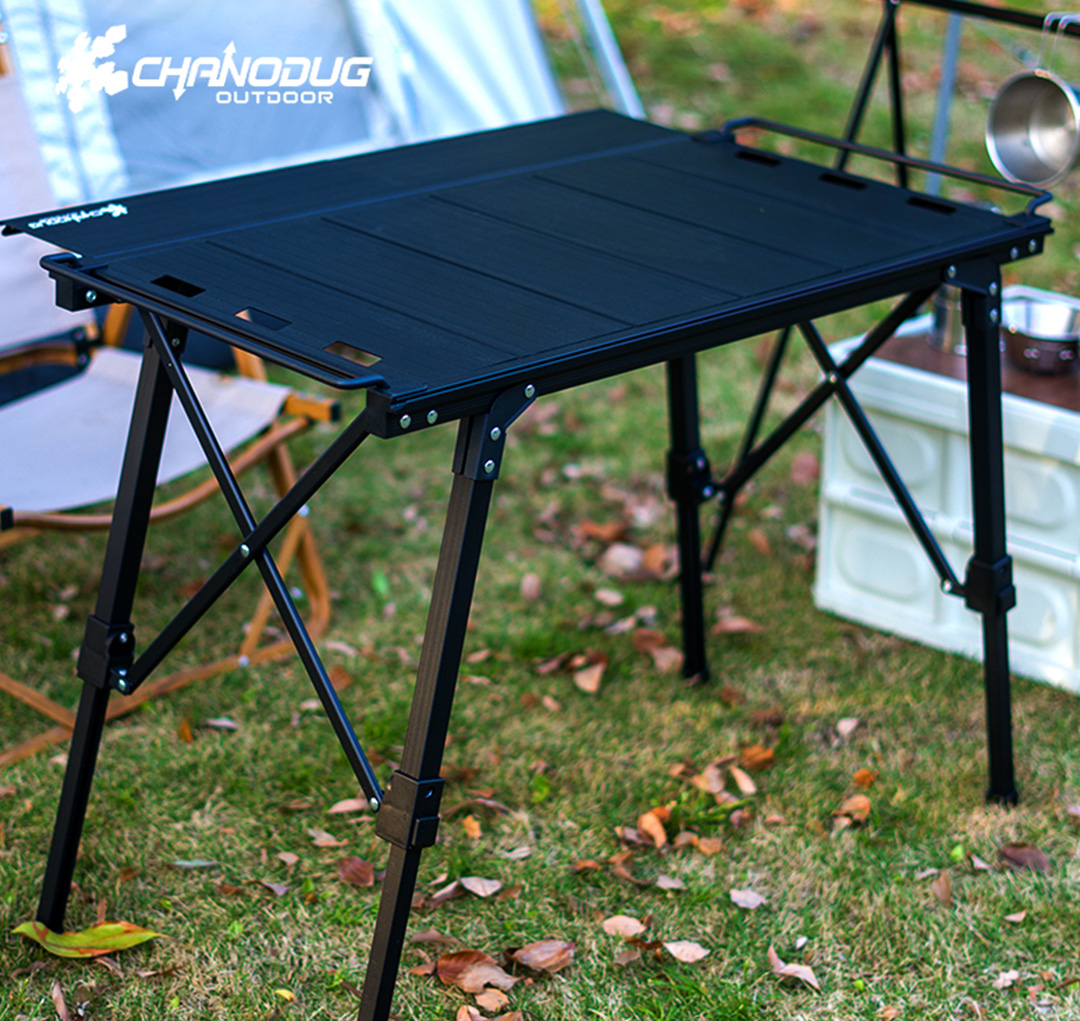 折りたたみ式アルミキャンプテーブルとFX-7156 IGTリフティング